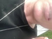 Smoking cigarette in black pantyhose outside make hole for my clit and turn off cigaret by my Pee 1/16