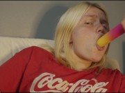 Juicy wet pussy fingered to squirt orgasm all over sofa / Casey Jones 2/16