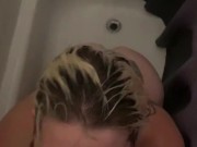 Stepbrother and stepsister share shower together things get extremely wet and soapy.  9/16