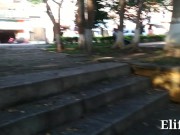 Mamada en público en un parque con mi novia (Casi la pillan con mi verga en la boca) 15/16