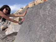 Strong Powerful Bikini Babe Pushes Rock 11/16