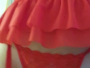 Japanese Teen Girl Panchira Red Lace Panties Perfect Tits 12/16