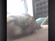 Milf Brittni Kloey  shows how she sucks cock- demonstrates on the lawn guy 15/16