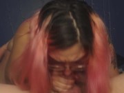 *POV CHUBBY AMATEUR SLOPPY BLOWJOB & 69** He moans so loud when blowing his load in my mouth* 9/16