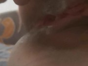 Big horny cock fucking my wet pussy and covering his pre cum on my pussy lips while I rub my clit 15/16