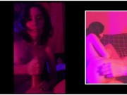 Red Light / Blue Light (handjob; reverse cowgirl; creampie)(hardcore with POV / picture-in-picture) 3/16
