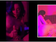 Red Light / Blue Light (handjob; reverse cowgirl; creampie)(hardcore with POV / picture-in-picture) 5/16