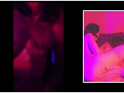 Red Light / Blue Light (handjob; reverse cowgirl; creampie)(hardcore with POV / picture-in-picture) 7/16