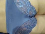 Cum on satin and lace panties 1/16