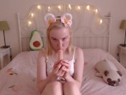 BJ, anal play, double penetration and orgasm, small teen, daddy's girl alone at home 7/16