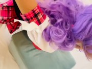 Diablo Kink in Japanime School Girl Outfit with Fuck Machine and Sex Swing 11/16