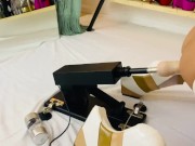 Diablo Kink in Japanime School Girl Outfit with Fuck Machine and Sex Swing 4/16