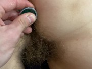 Hairy asshole closeup play HD 60 fps anal training  POV 12/16