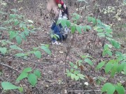  one girl pissed in the forest and how the second girl gave her cunnilingus 8/16