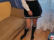 Schoolgirl Was Caught Masturbating Dildo and Facefucked and Hard Fucked - Cum On Glasses 7/16