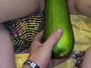 Boyfriend teases and penetrates my pussy with a giant squash from our garden.  8/16