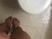 PEE DESPERATION LEADS TO PISSING IN SHOWER AND CUMMING 1/16