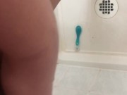 PEE DESPERATION LEADS TO PISSING IN SHOWER AND CUMMING 6/16