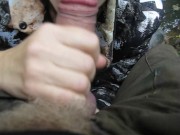 sucked in the forest and got cum on face 1/16