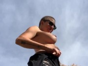 Jizz on my Titties - a typical topless hike in the woods  12/16