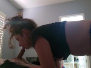 Red headed Latina gives head and pussy over 