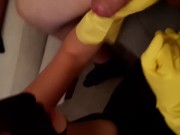 BDSM Latex hooded maid, Slave make evening blowjob for her Master 11/16