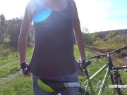 Milf Topless bike ride along river bank (music) 14/16