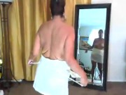 Mature Latina woman, Zilah Luz doing a dance striptease in my white lace nightie 7/16