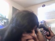 Pretty Latina teen wants you to watch her suck her boyfriend BBC while he plays video games 10/16