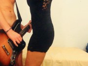 Horny MILF with perfect boobs and minidress striptease while I play guitar 14/16