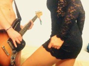 Horny MILF with perfect boobs and minidress striptease while I play guitar 15/16