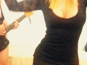 Horny MILF with perfect boobs and minidress striptease while I play guitar 3/16