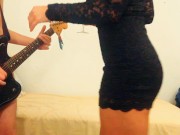Horny MILF with perfect boobs and minidress striptease while I play guitar 5/16