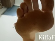 Long Prev Dirty feet 3 - Amazon Giantess Goddess Kiffa and tiny slave - DIRTY FEET - FOOT WORSHIP 9/16