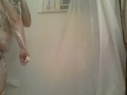Voyeur Spying Girl Bubbly Showering shaving sing,dancing Finger Fucking pussy 2 cum  6/16