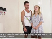 Hardcore virgin defloration of Monika Jelölt on the bed 2/16