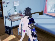 Genshin Impact - Lisa gets fucked by lesbian with a strap. 1/16