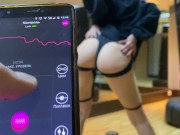 Brunette with juicy ass doing fitness with lovense lush in pussy (lovense control) 5/16