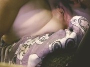 Pissing on me after I lick/suck her clit, Pregnant  fat pussy lips, foot play , rough face fucking! 3/16