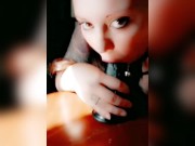 Pawg wife gets off sucking her favorite toy and rubbing her pretty pussy