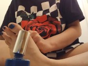 Painting My Toenails Blue and Flashing My Pussy  12/16
