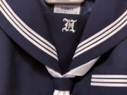 紺セーラーに手コキ服射 cum onto sailor school uniform 2/16