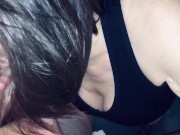 Mature cougar devouring young cock no hands and showing off the load in her mouth 2/16