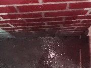 Naughty Slut Power Washes the wall with piss, the splash back was bad, it felt like a golden shower! 12/16