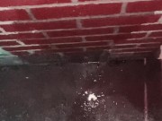 Naughty Slut Power Washes the wall with piss, the splash back was bad, it felt like a golden shower! 14/16