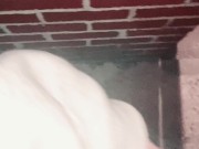 Naughty Slut Power Washes the wall with piss, the splash back was bad, it felt like a golden shower! 4/16