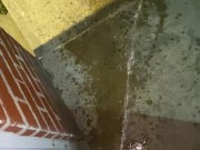 Naughty Slut is too lazy to use the bathroom and opens up the door and pisses outside! 11/16