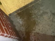 Naughty Slut is too lazy to use the bathroom and opens up the door and pisses outside! 8/16
