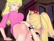 Bowsette eats Peach's pussy, then trib till orgasm. 3D Hentai 4/16
