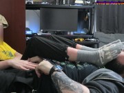 Shy Gamer Girl in Doc Martens gives Foot Handjob Cumshot - FOOTPUNKZ 3/16